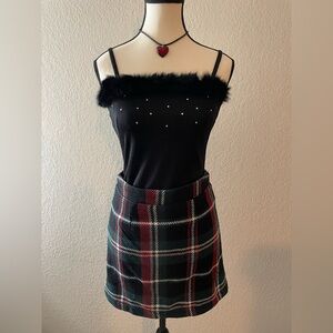 Black and Red Plaid Pencil Skirt